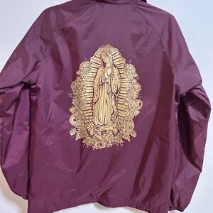 DGK Jacket Burgundy Gold Virgin Mary Guadalupe Rose Streetwear Small